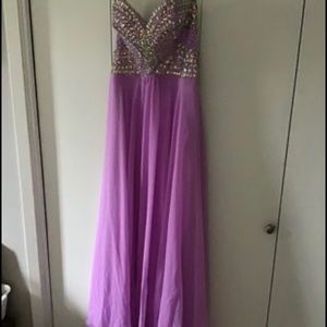 Long formal prom dress. Light purple with sequins.